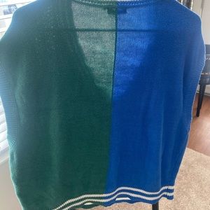 Wild Fable Navy/Green Spliced Oversized Sweater Vest